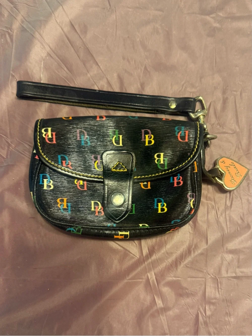 Vintage Y2K Dooney & Bourke Black Multicolor Wristlet